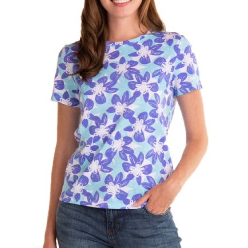 Fresh Produce Sketched Flowers Scoop Neck Top